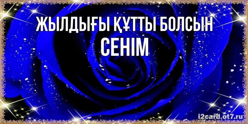 Күн сайын ашық хат с именем, СЕНІМ Жылдығы құтты болсын голубые цветы в росе Онлайн тегін жүктеп алу тілектері бар керемет карта 