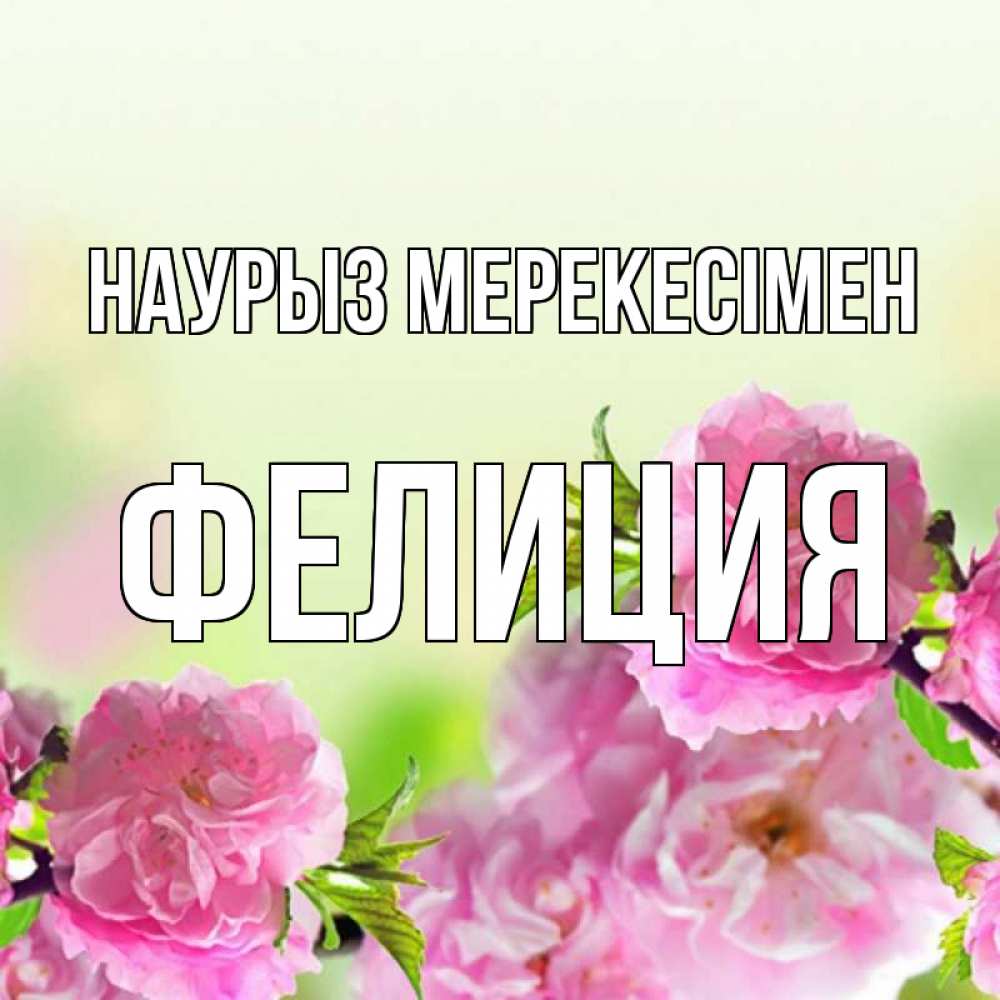 Күн сайын ашық хат с именем, Фелиция Наурыз мерекесімен цветы Онлайн тегін жүктеп алу тілектері бар керемет карта 