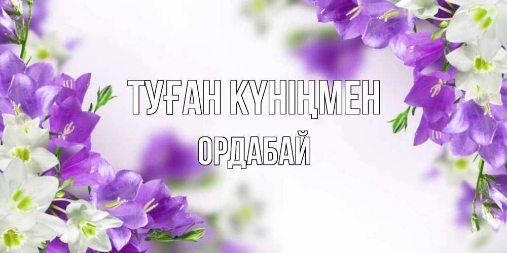 Күн сайын ашық хат с именем, ОРДАБАЙ Туған күніңмен открытка на день рождения с сиреневыми цветами Онлайн тегін жүктеп алу тілектері бар керемет карта 