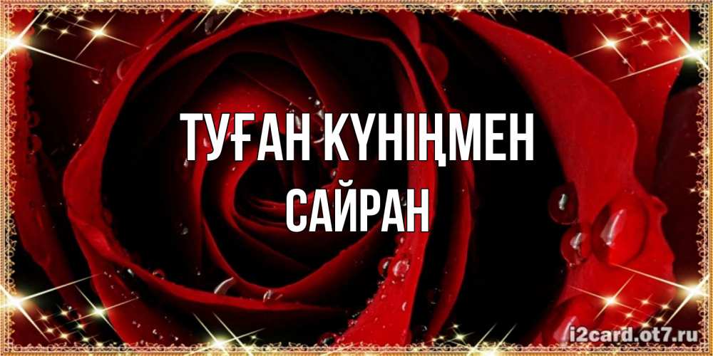 Күн сайын ашық хат с именем, САЙРАН Туған күніңмен цветок в росе на день рождения Онлайн тегін жүктеп алу тілектері бар керемет карта 