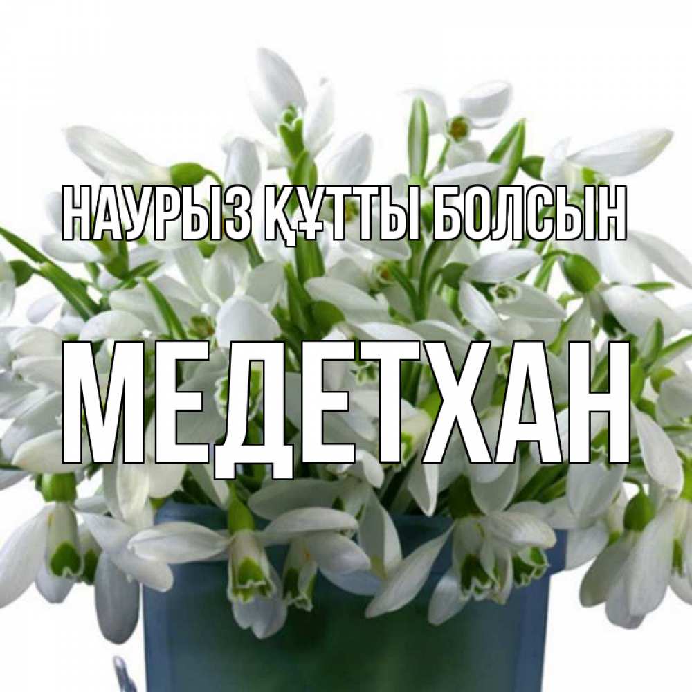 Күн сайын ашық хат с именем, МЕДЕТХАН Наурыз құтты болсын цветы к наурызу Онлайн тегін жүктеп алу тілектері бар керемет карта 