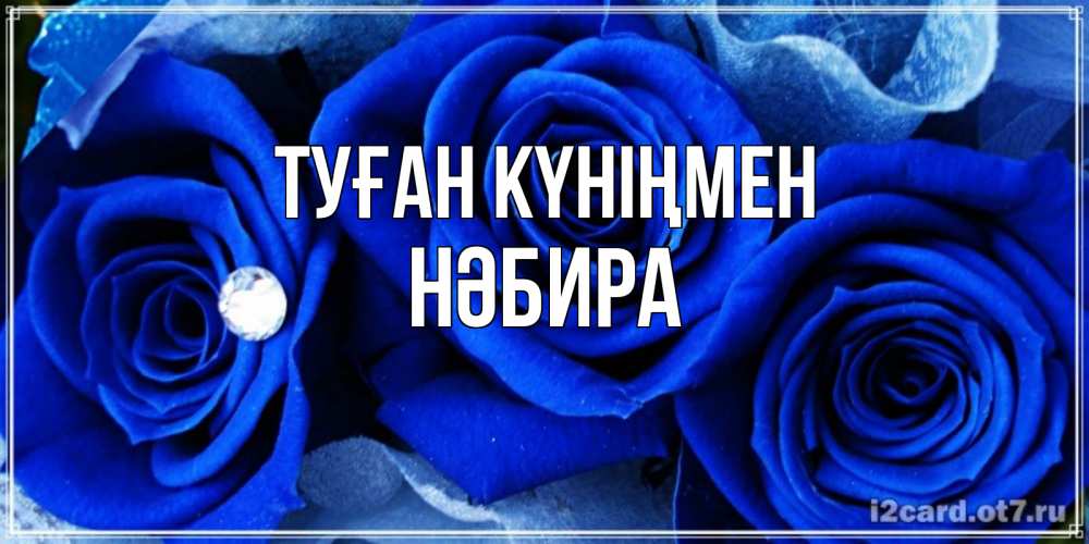 Күн сайын ашық хат с именем, НӘБИРА Туған күніңмен синие розы в росе Онлайн тегін жүктеп алу тілектері бар керемет карта 