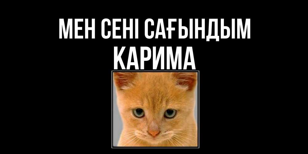 Күн сайын ашық хат с именем, Карима Мен сені сағындым открытки рыжий котенок скучает по тебе Онлайн тегін жүктеп алу тілектері бар керемет карта 