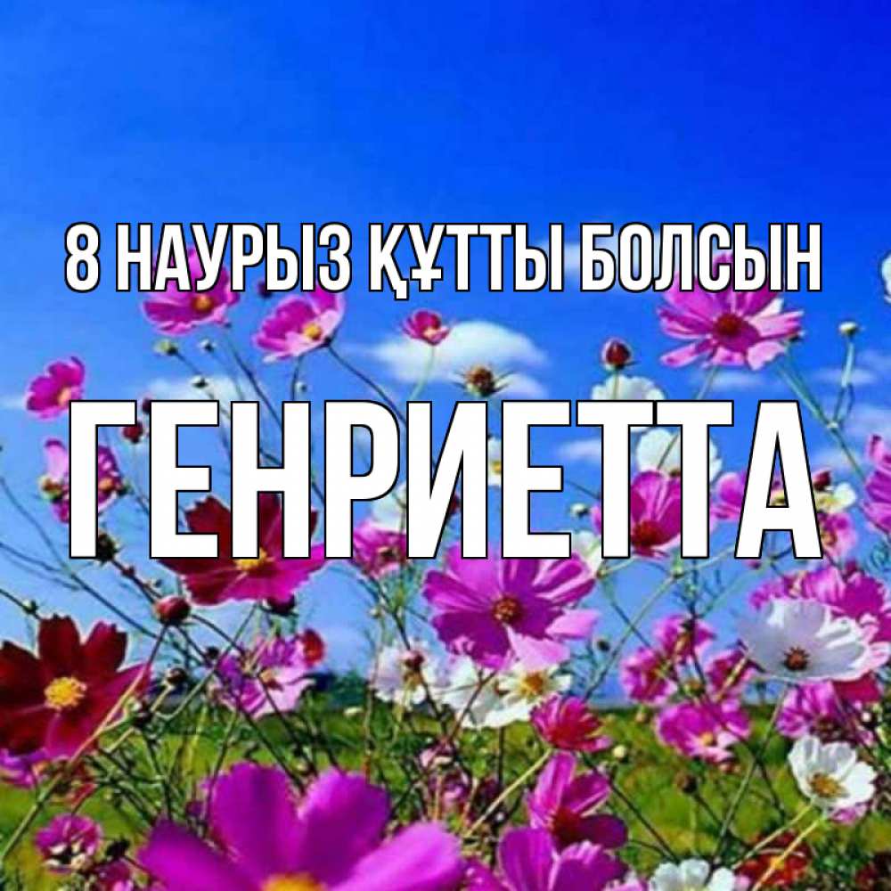Күн сайын ашық хат с именем, Генриетта 8 наурыз құтты болсын цветы Онлайн тегін жүктеп алу тілектері бар керемет карта 