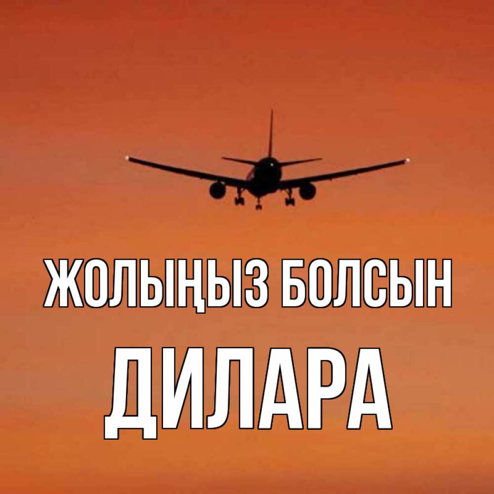 Күн сайын ашық хат с именем, Дилара Жолыңыз болсын силуэт самолета Онлайн тегін жүктеп алу тілектері бар керемет карта 