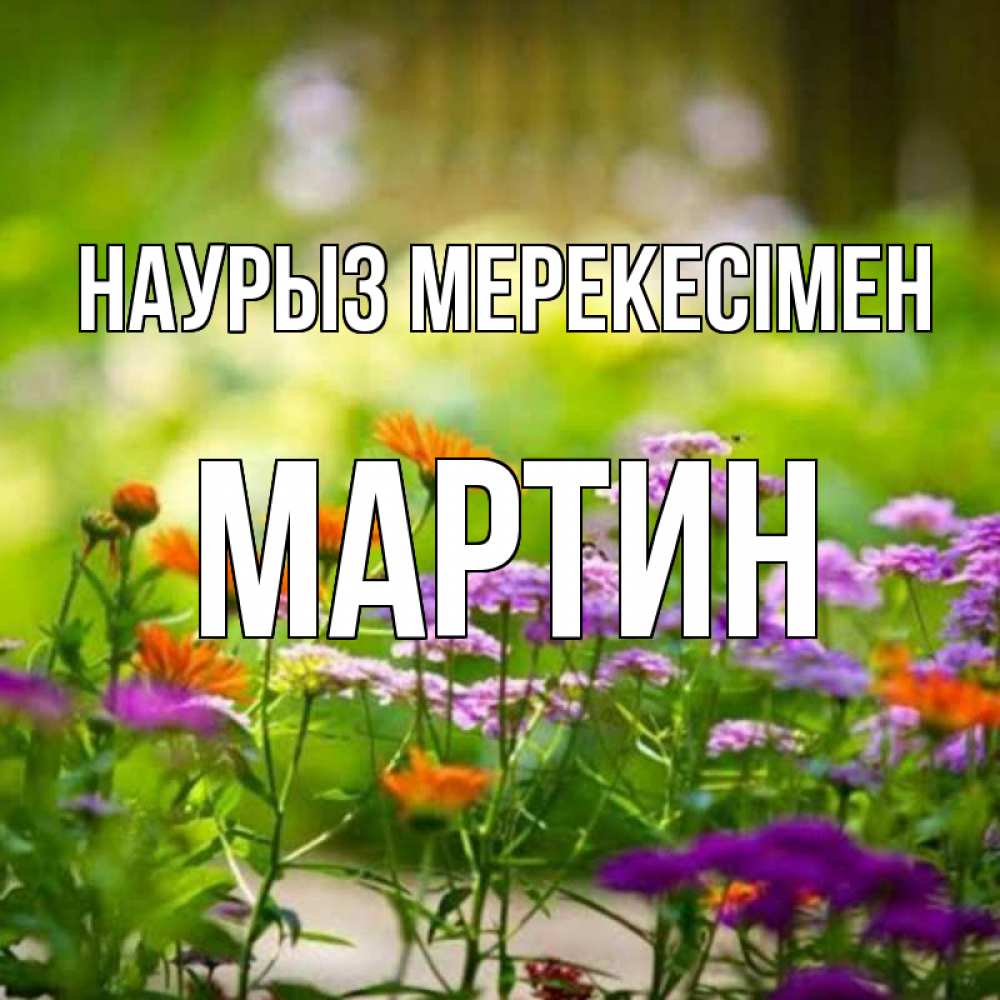 Күн сайын ашық хат с именем, Мартин Наурыз мерекесімен цветы Онлайн тегін жүктеп алу тілектері бар керемет карта 