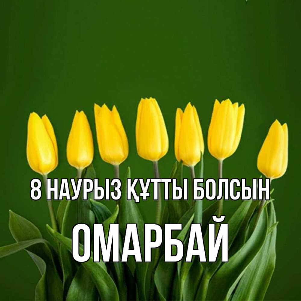 Күн сайын ашық хат с именем, ОМАРБАЙ 8 наурыз құтты болсын желтого цвета 3 Онлайн тегін жүктеп алу тілектері бар керемет карта 