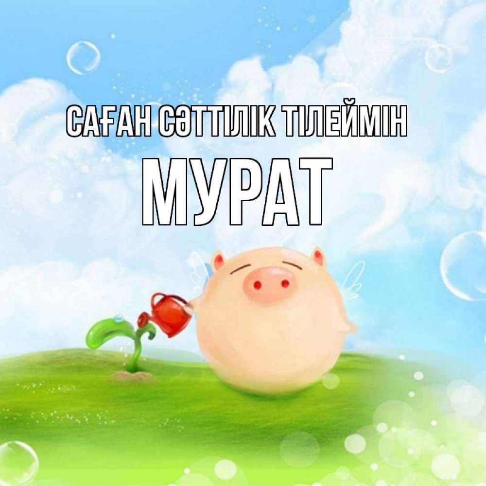 Күн сайын ашық хат с именем, Мурат Саған сәттілік тілеймін поросенок поливает цветок. летнее настроение Онлайн тегін жүктеп алу тілектері бар керемет карта 