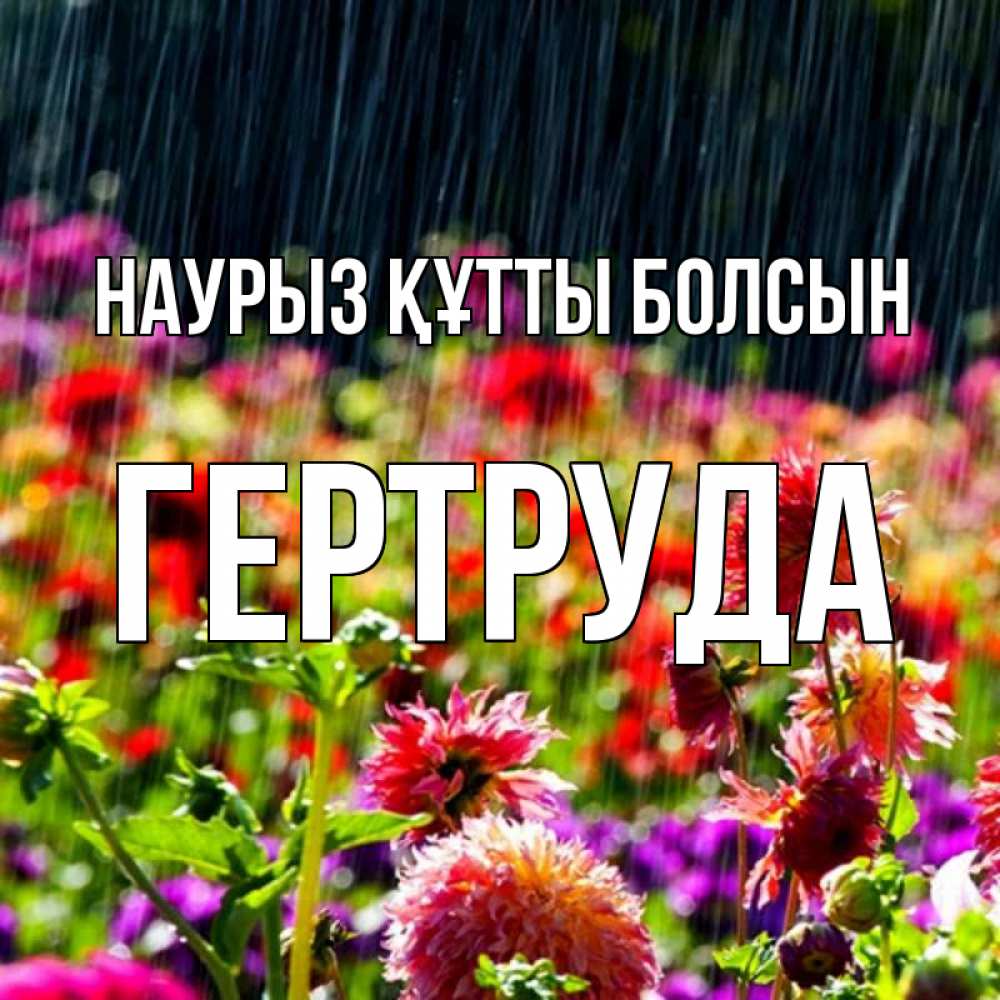 Күн сайын ашық хат с именем, Гертруда Наурыз құтты болсын цветы под дождиком к наурызу Онлайн тегін жүктеп алу тілектері бар керемет карта 