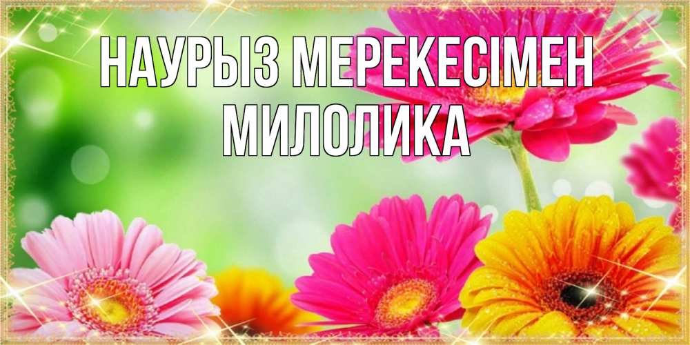 Күн сайын ашық хат с именем, Милолика Наурыз мерекесімен цветочки для любимой женщины Онлайн тегін жүктеп алу тілектері бар керемет карта 
