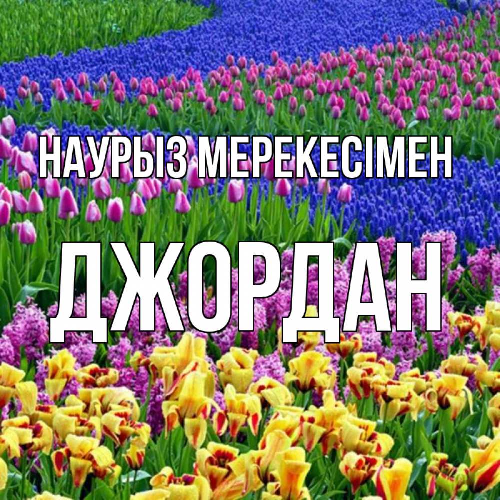 Күн сайын ашық хат с именем, Джордан Наурыз мерекесімен цветы Онлайн тегін жүктеп алу тілектері бар керемет карта 
