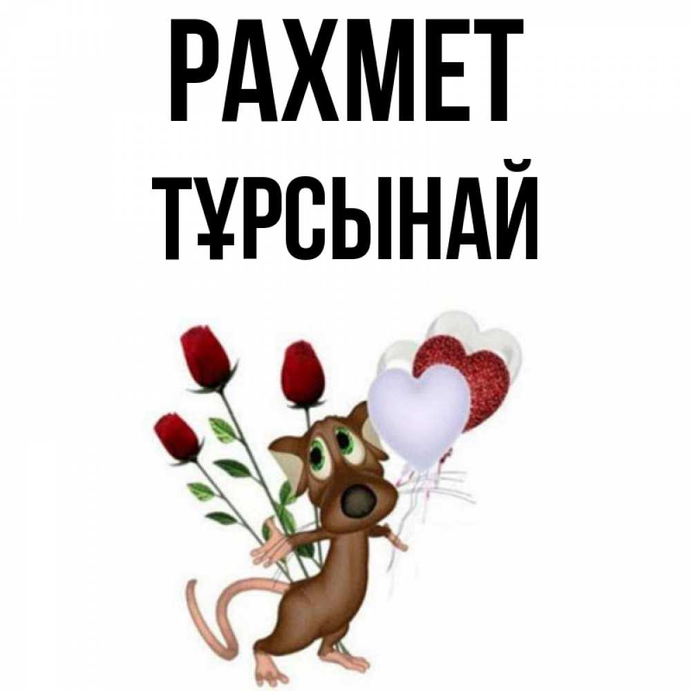 Күн сайын ашық хат с именем, ТҰРСЫНАЙ рахмет песик с шариками в форме сердец Онлайн тегін жүктеп алу тілектері бар керемет карта 
