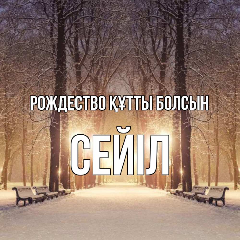 Күн сайын ашық хат с именем, СЕЙІЛ Рождество құтты болсын зима, парк, фонарь, лес Онлайн тегін жүктеп алу тілектері бар керемет карта 