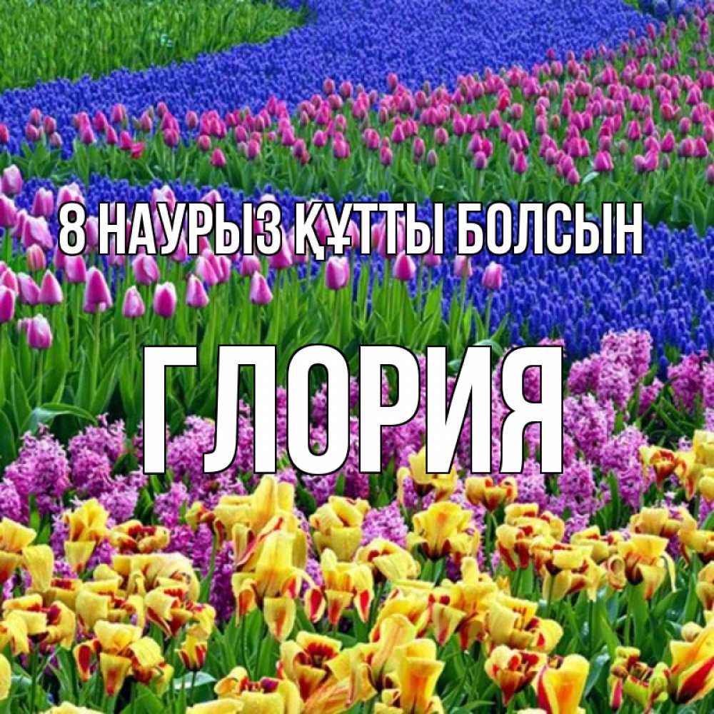 Күн сайын ашық хат с именем, Глория 8 наурыз құтты болсын цветы Онлайн тегін жүктеп алу тілектері бар керемет карта 