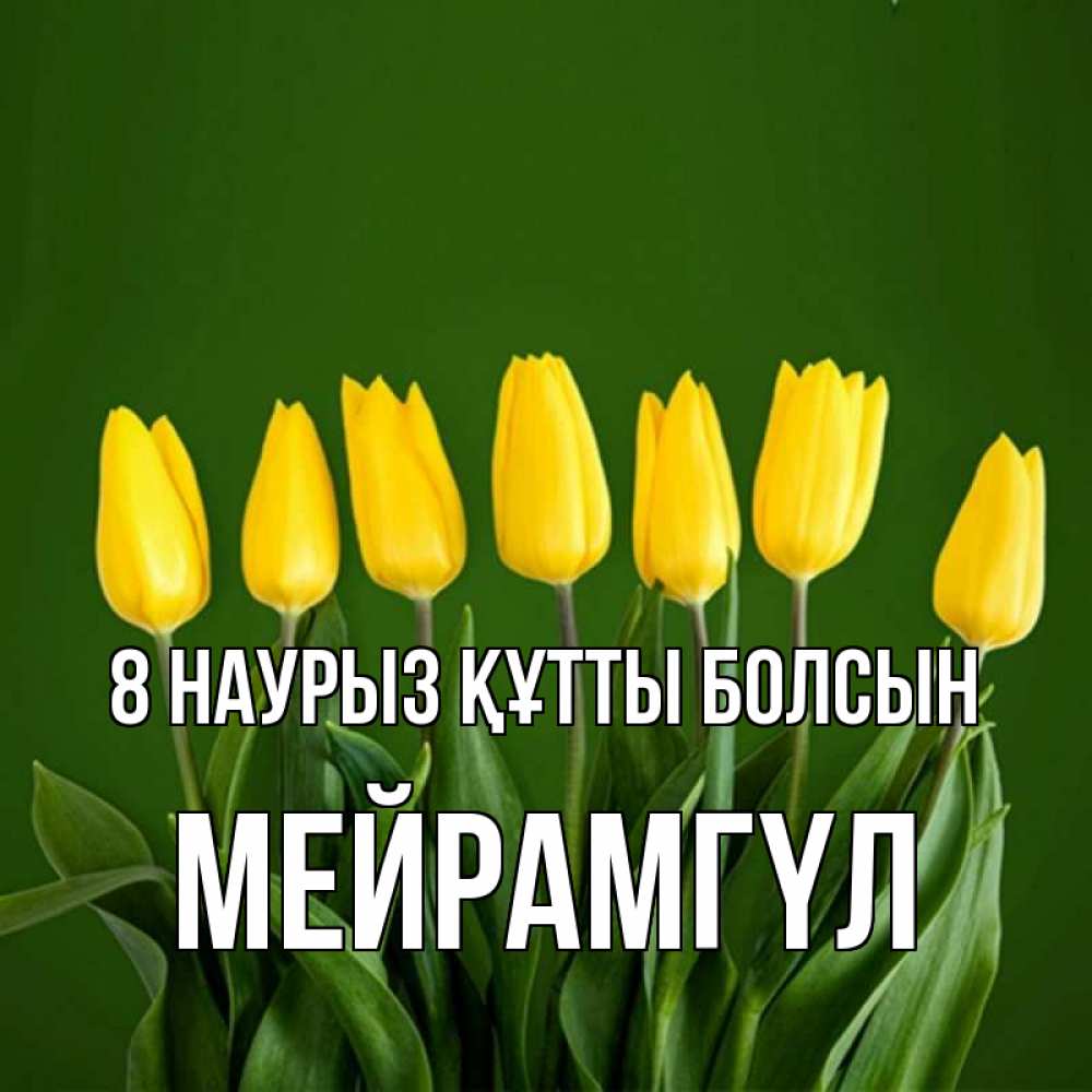Күн сайын ашық хат с именем, МЕЙРАМГҮЛ 8 наурыз құтты болсын желтого цвета 3 Онлайн тегін жүктеп алу тілектері бар керемет карта 