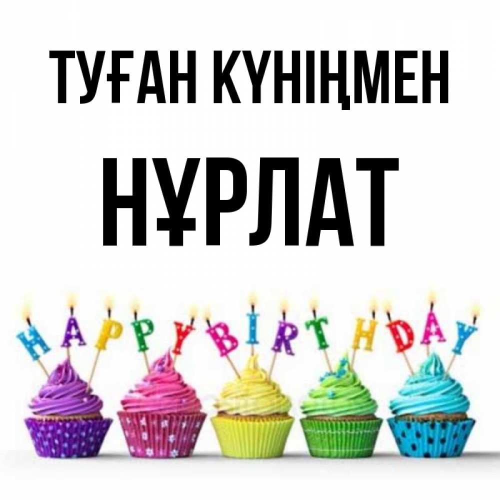 Күн сайын ашық хат с именем, НҰРЛАТ Туған күніңмен открытка ко дню рождения с разноцветными вкусняшками Онлайн тегін жүктеп алу тілектері бар керемет карта 
