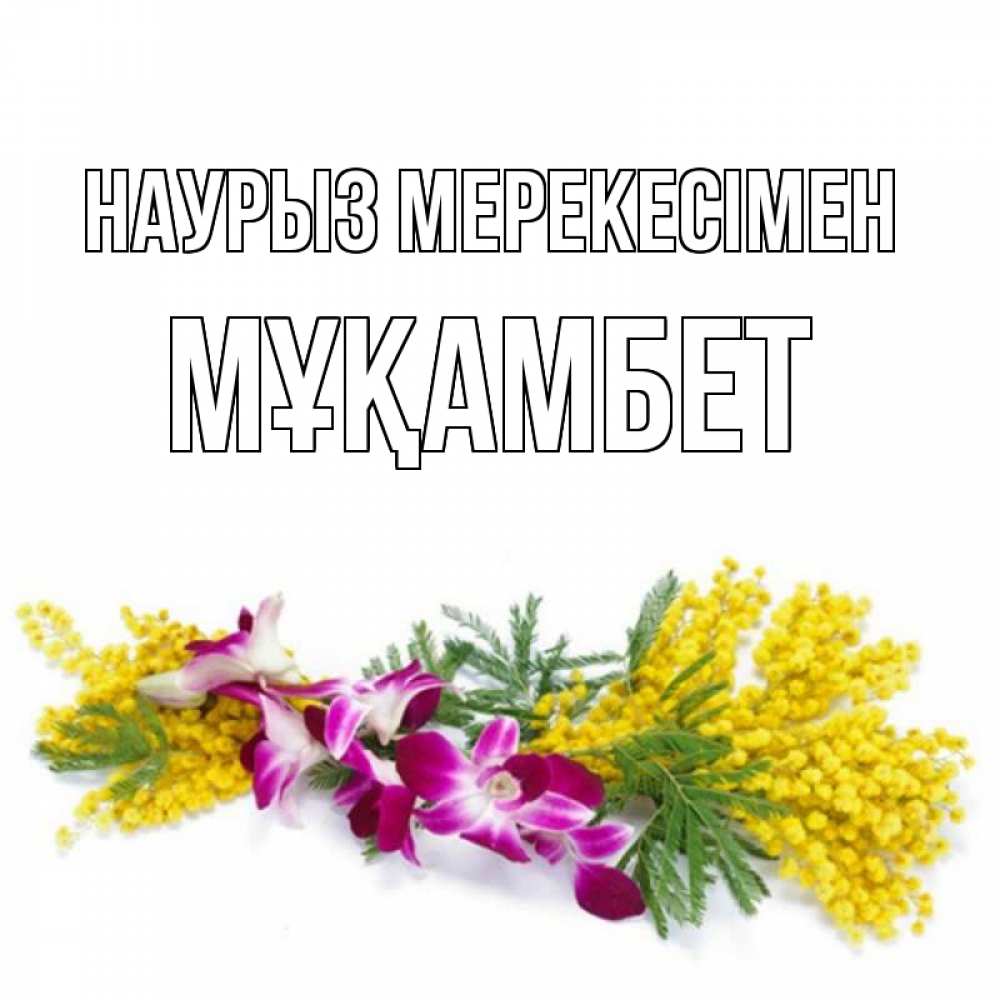 Күн сайын ашық хат с именем, МҰҚАМБЕТ Наурыз мерекесімен открытка на международный женский день с цветами  1 Онлайн тегін жүктеп алу тілектері бар керемет карта 