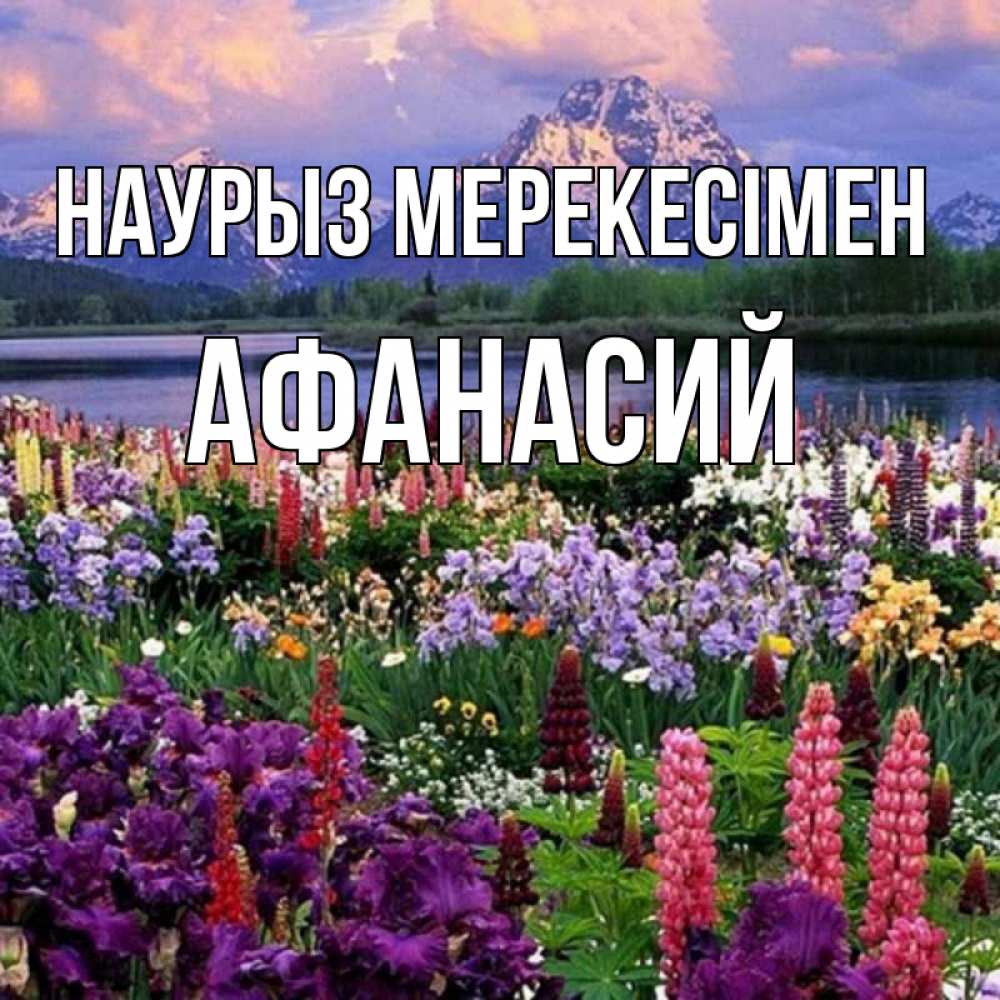 Күн сайын ашық хат с именем, Афанасий Наурыз мерекесімен праздник весны наурыз Онлайн тегін жүктеп алу тілектері бар керемет карта 