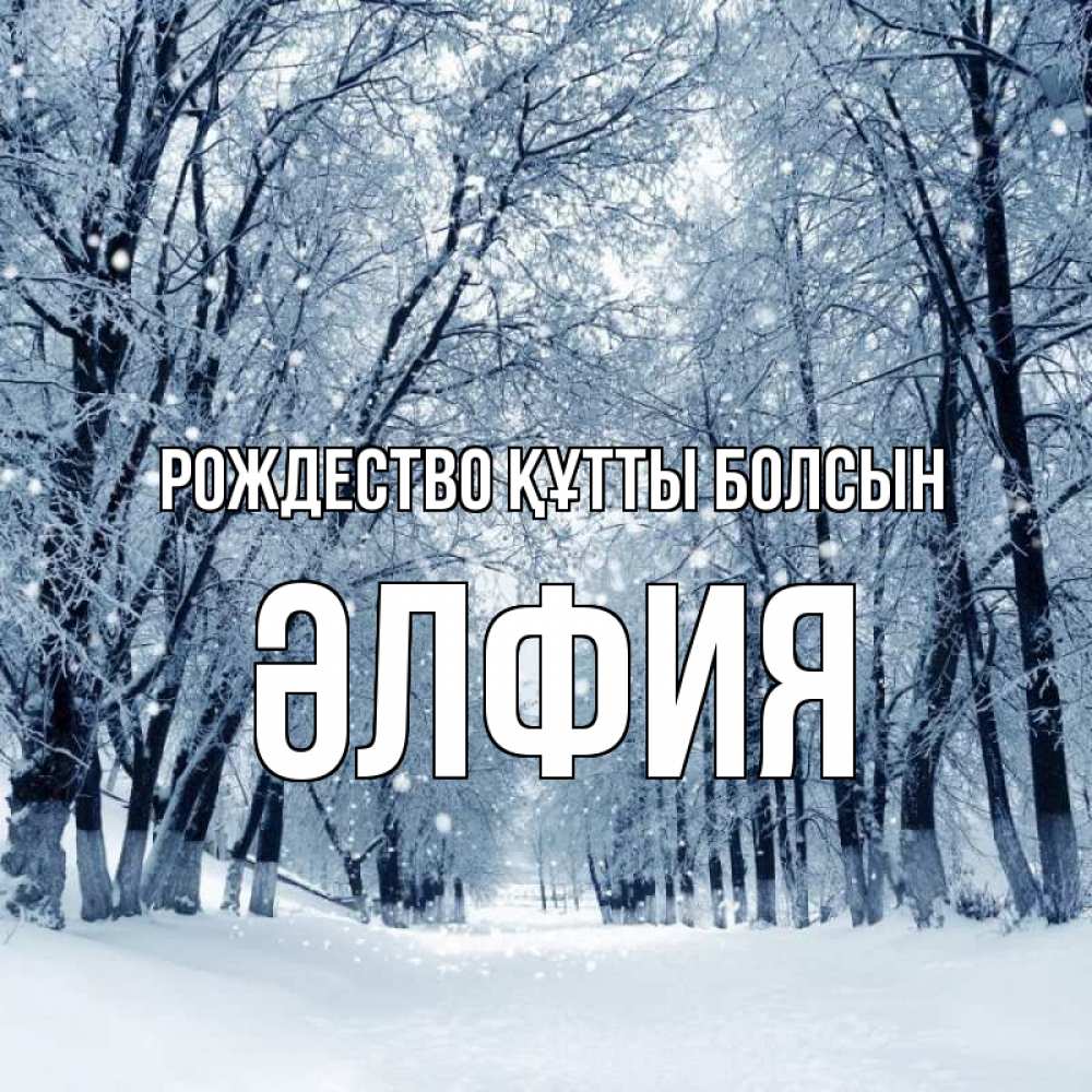 Күн сайын ашық хат с именем, ӘЛФИЯ Рождество құтты болсын снег, лес, парк Онлайн тегін жүктеп алу тілектері бар керемет карта 