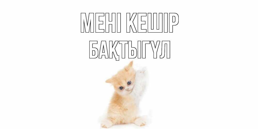 Күн сайын ашық хат с именем, БАҚТЫГҮЛ Мені кешір кот Онлайн тегін жүктеп алу тілектері бар керемет карта 