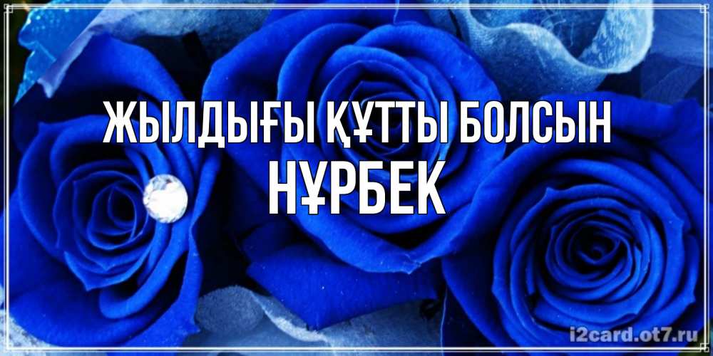 Күн сайын ашық хат с именем, НҰРБЕК Жылдығы құтты болсын синие розы в росе Онлайн тегін жүктеп алу тілектері бар керемет карта 