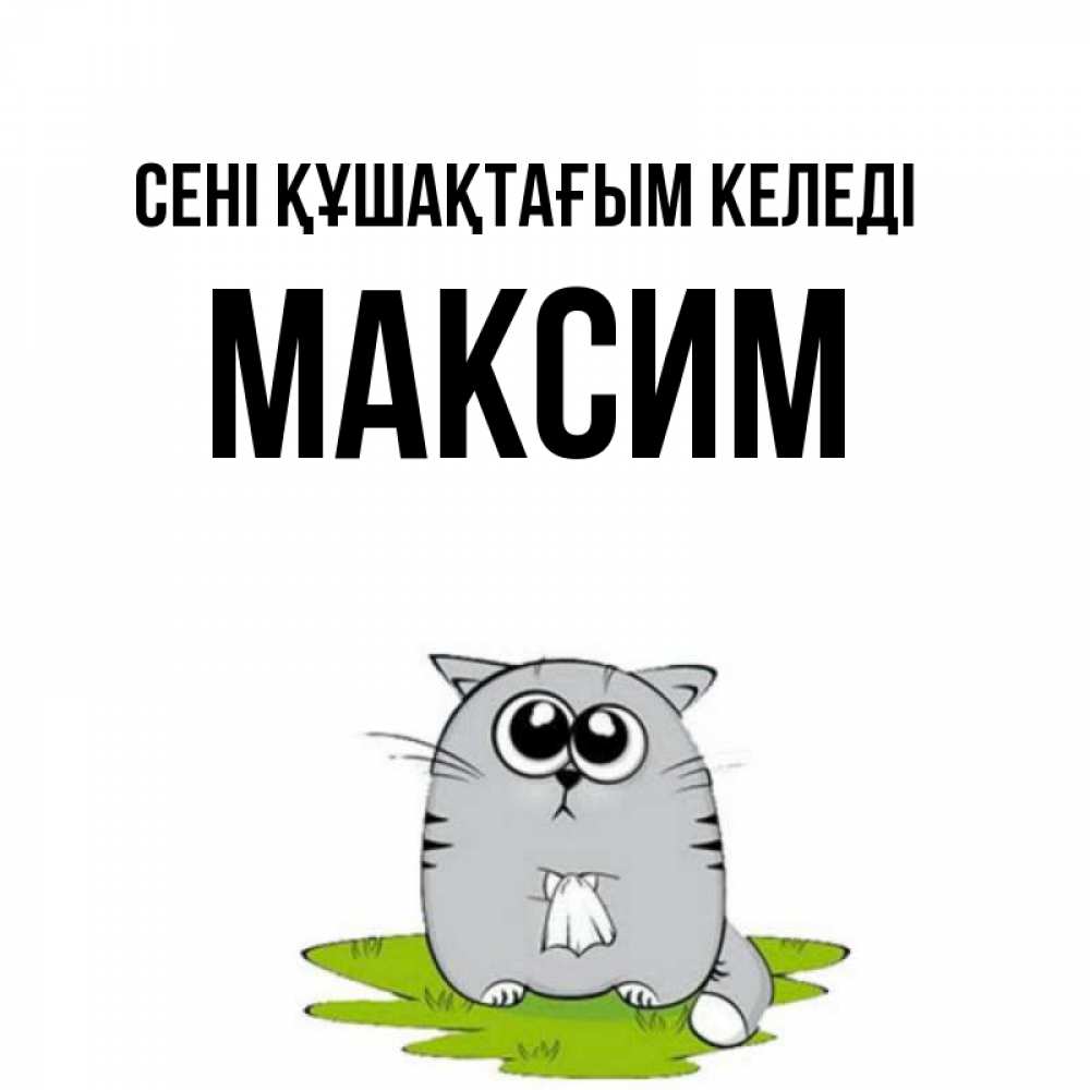 Күн сайын ашық хат с именем, Максим сені құшақтағым келеді котик теребит платочек сидя на травке Онлайн тегін жүктеп алу тілектері бар керемет карта 