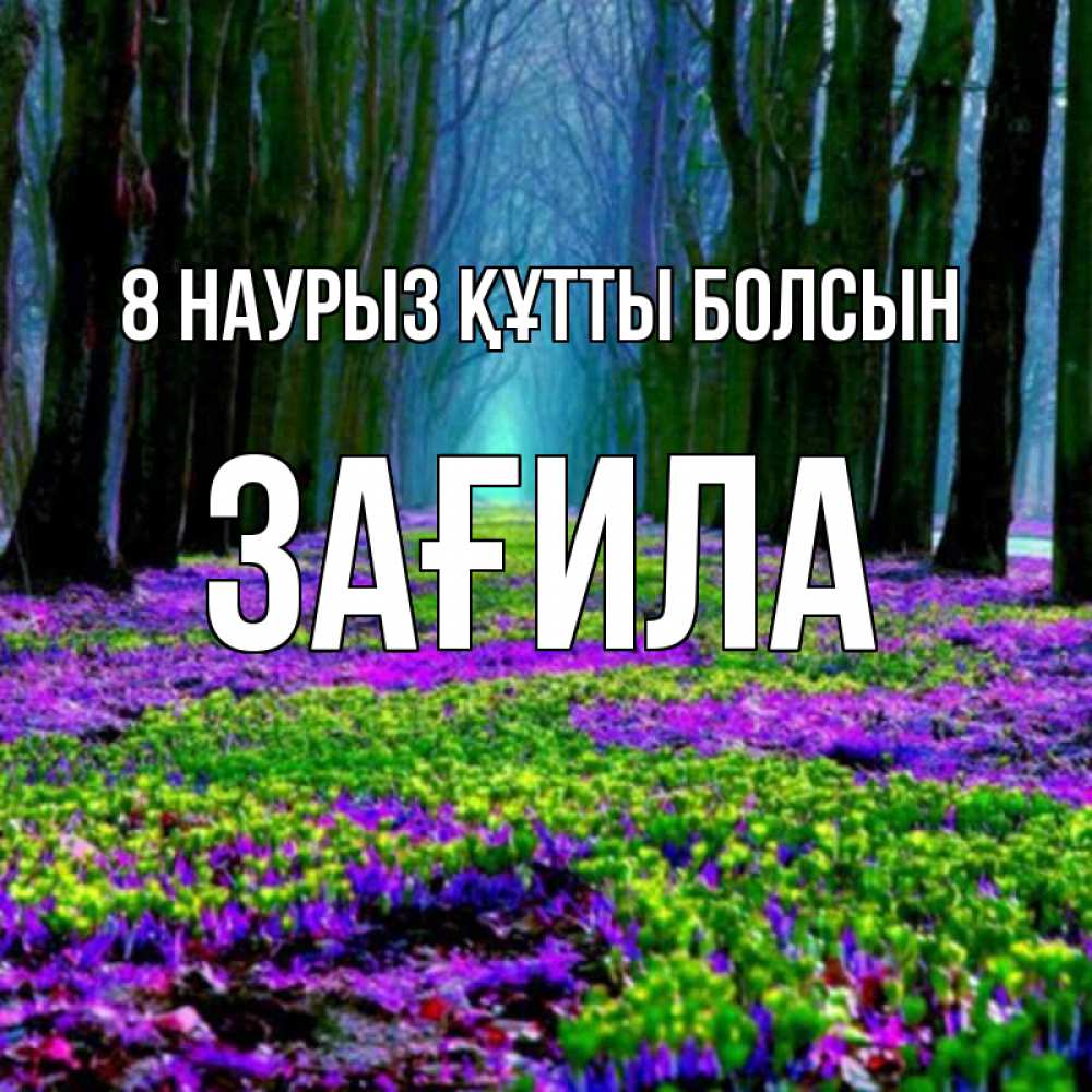 Күн сайын ашық хат с именем, ЗАҒИЛА 8 наурыз құтты болсын фиолетовые цветы в лесу 1 Онлайн тегін жүктеп алу тілектері бар керемет карта 