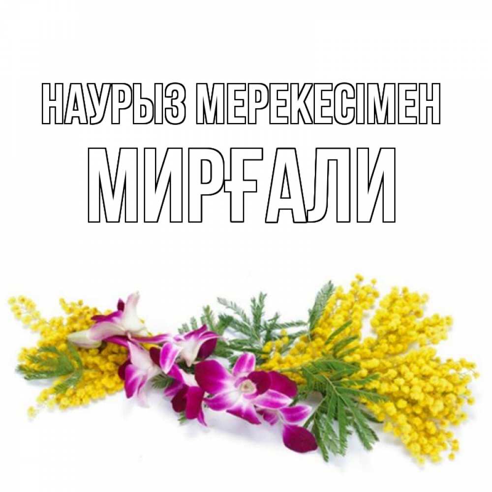Күн сайын ашық хат с именем, МИРҒАЛИ Наурыз мерекесімен открытка на международный женский день с цветами  1 Онлайн тегін жүктеп алу тілектері бар керемет карта 