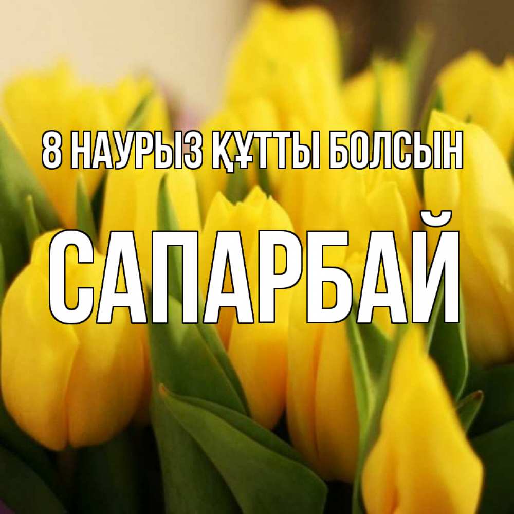 Күн сайын ашық хат с именем, САПАРБАЙ 8 наурыз құтты болсын цветы Онлайн тегін жүктеп алу тілектері бар керемет карта 