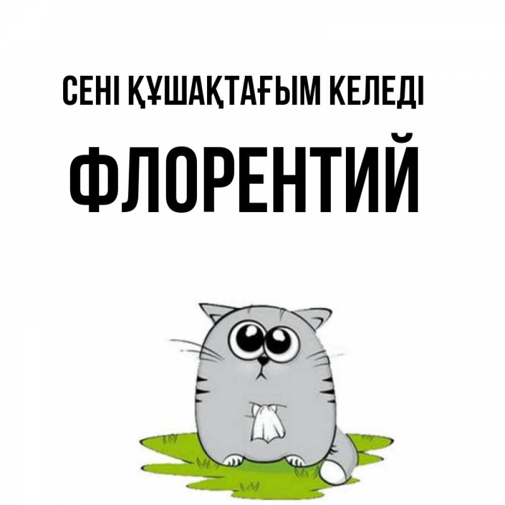 Күн сайын ашық хат с именем, Флорентий сені құшақтағым келеді котик теребит платочек сидя на травке Онлайн тегін жүктеп алу тілектері бар керемет карта 