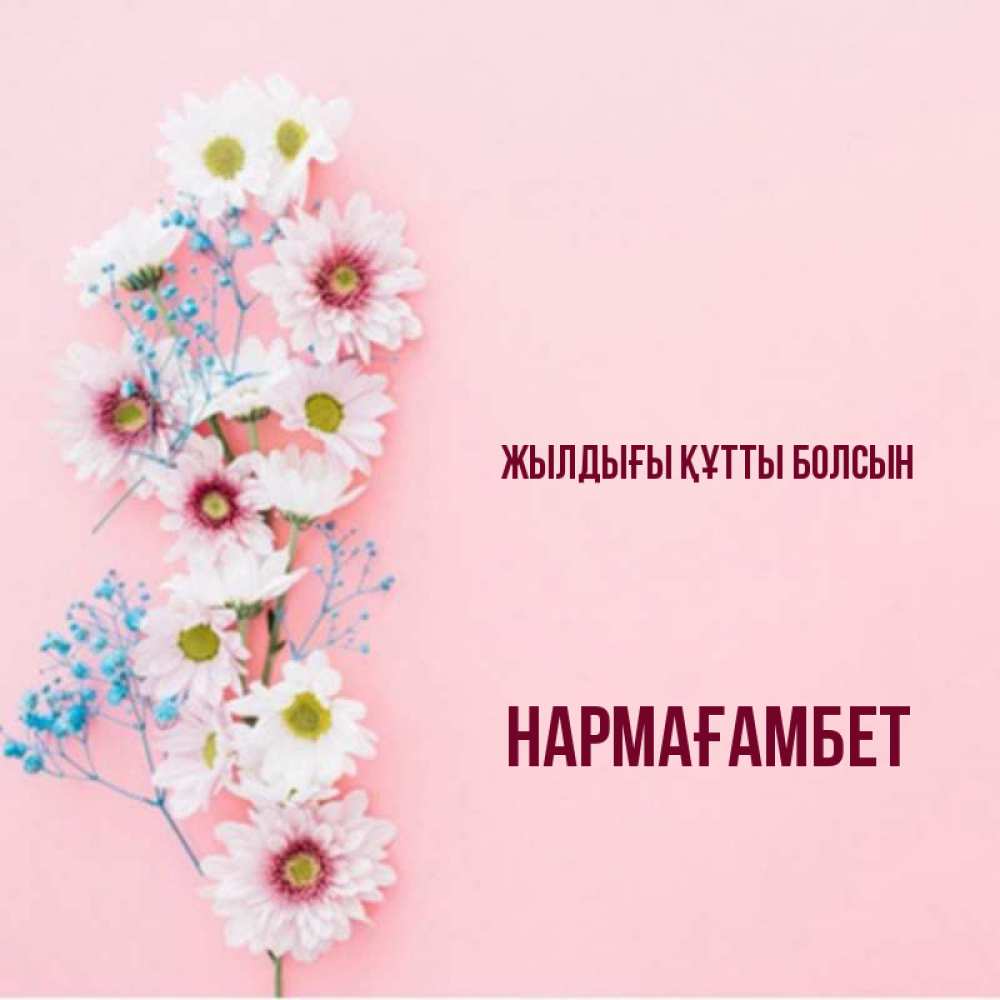 Күн сайын ашық хат с именем, НАРМАҒАМБЕТ Жылдығы құтты болсын Родная моя с днем рождения тебя картинка с цветами белыми и голубыми Онлайн тегін жүктеп алу тілектері бар керемет карта 