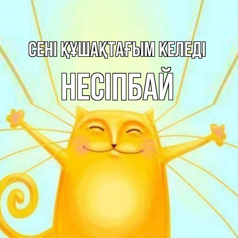 Күн сайын ашық хат с именем, НЕСІПБАЙ сені құшақтағым келеді солнечный обнимашечный кот Онлайн тегін жүктеп алу тілектері бар керемет карта 