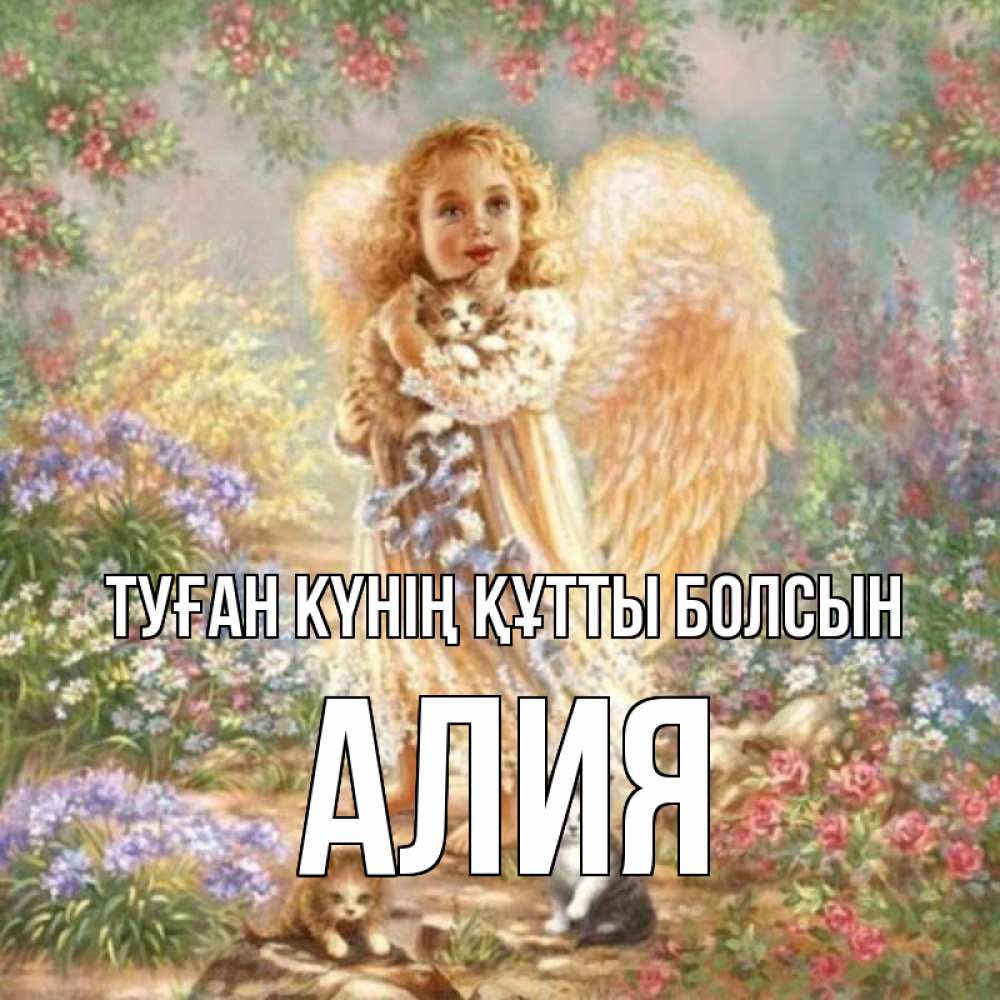Күн сайын ашық хат с именем, Алия Туған күнің құтты болсын держит котенка Онлайн тегін жүктеп алу тілектері бар керемет карта 