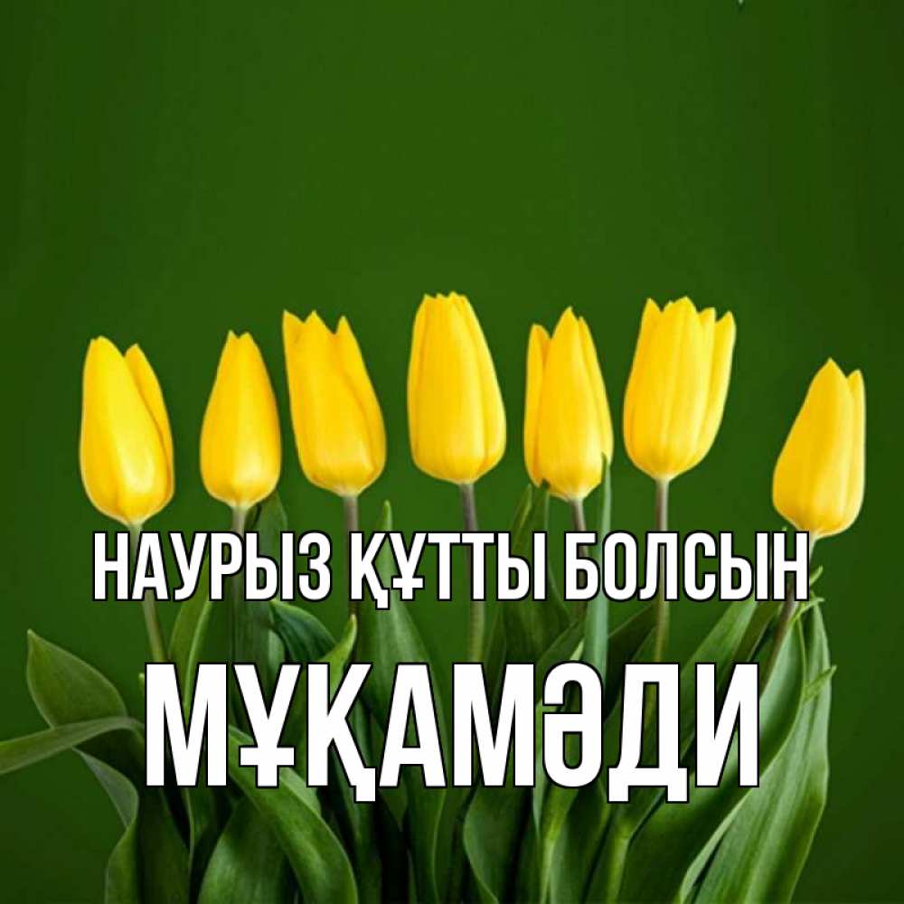 Күн сайын ашық хат с именем, МҰҚАМӘДИ Наурыз құтты болсын желтого цвета 3 Онлайн тегін жүктеп алу тілектері бар керемет карта 