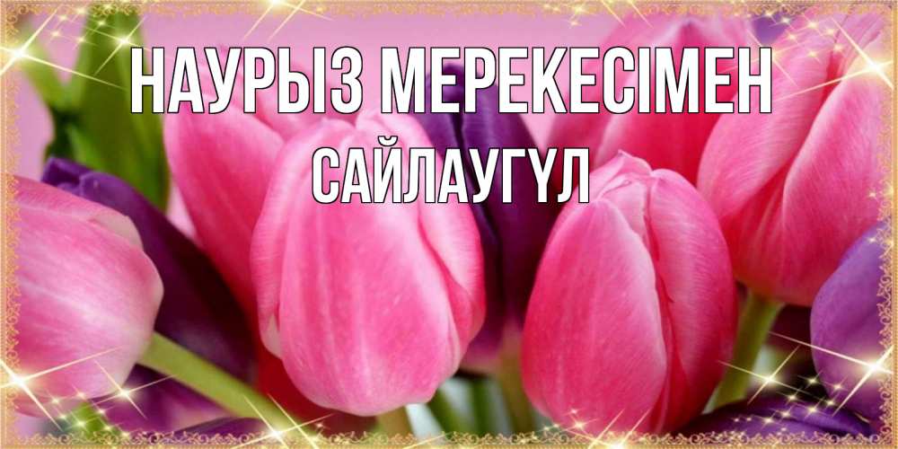 Күн сайын ашық хат с именем, САЙЛАУГҮЛ Наурыз мерекесімен тюльпаны для женщины на праздник весны наурыз Онлайн тегін жүктеп алу тілектері бар керемет карта 