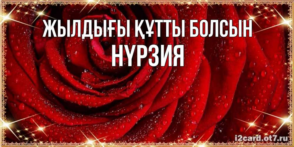 Күн сайын ашық хат с именем, НҮРЗИЯ Жылдығы құтты болсын роса на розе блестящая в лучах солнца Онлайн тегін жүктеп алу тілектері бар керемет карта 