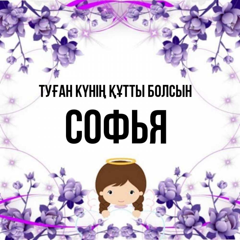 Күн сайын ашық хат с именем, Софья Туған күнің құтты болсын с именинами в рамочке Онлайн тегін жүктеп алу тілектері бар керемет карта 