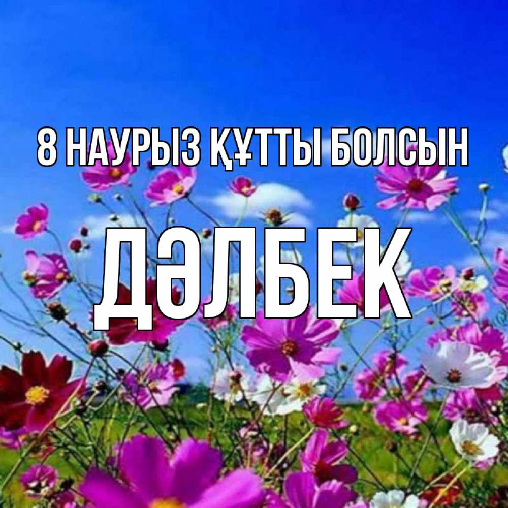 Күн сайын ашық хат с именем, Дәлбек 8 наурыз құтты болсын цветы Онлайн тегін жүктеп алу тілектері бар керемет карта 