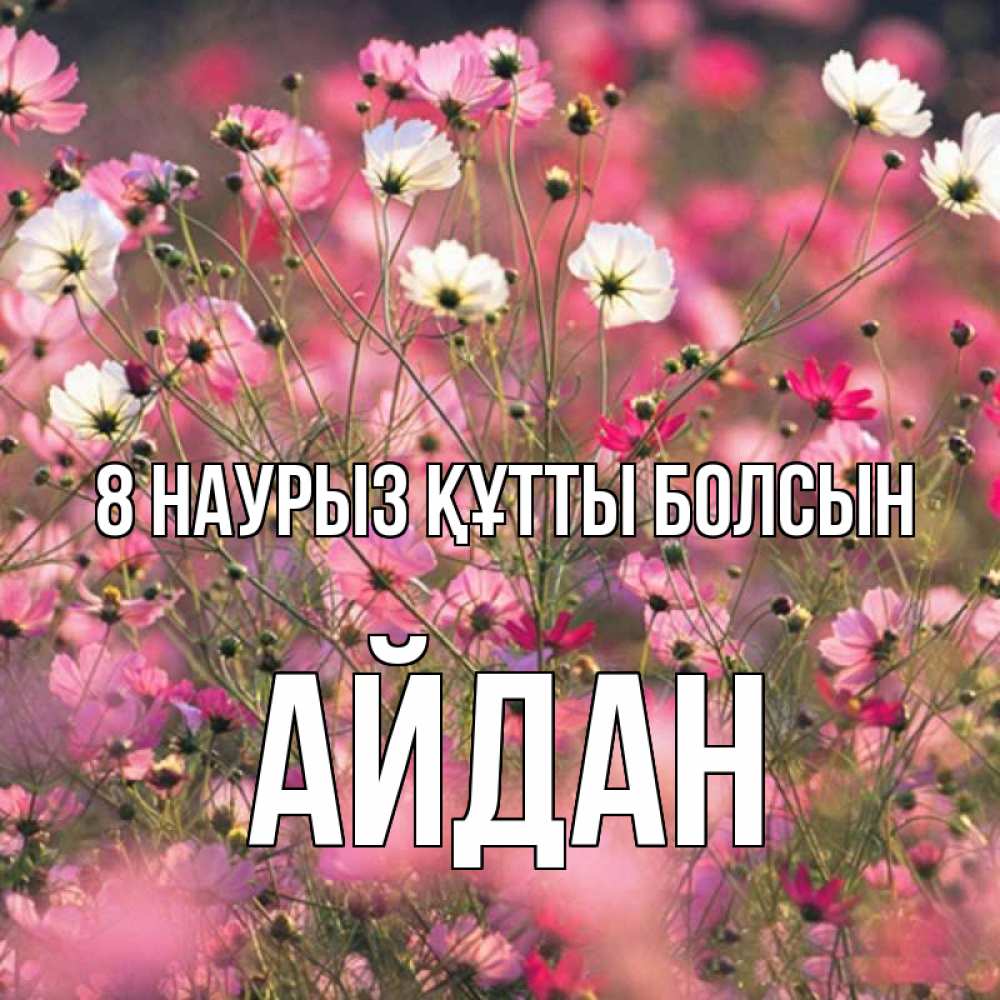 Күн сайын ашық хат с именем, Айдан 8 наурыз құтты болсын красиво 1 Онлайн тегін жүктеп алу тілектері бар керемет карта 