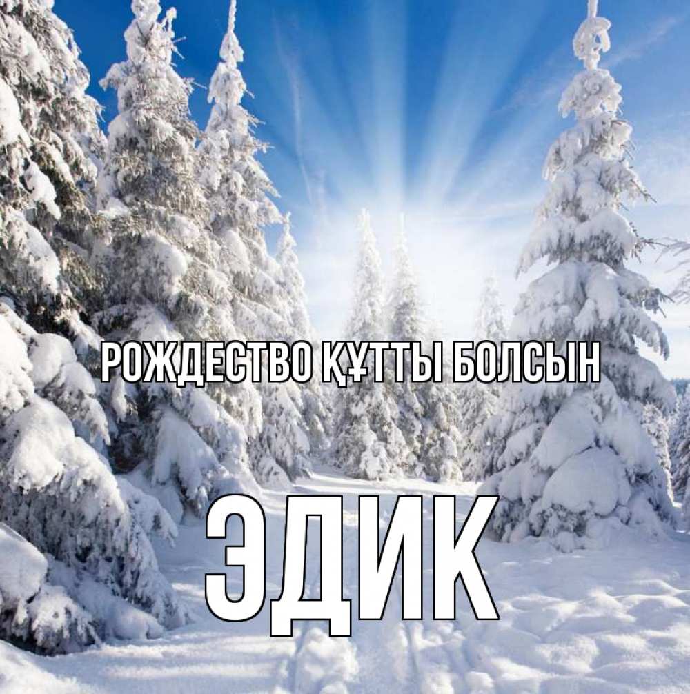 Күн сайын ашық хат с именем, Эдик Рождество құтты болсын зима, лес Онлайн тегін жүктеп алу тілектері бар керемет карта 