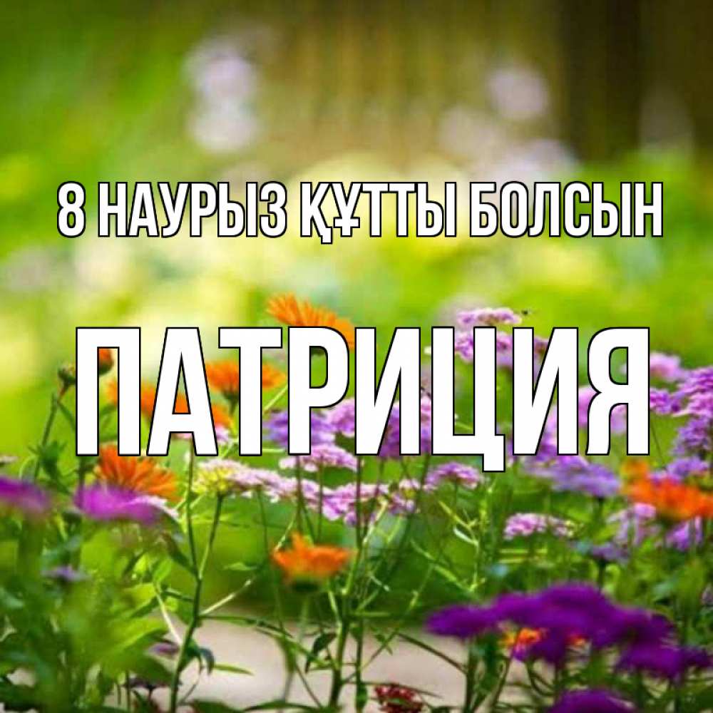 Күн сайын ашық хат с именем, Патриция 8 наурыз құтты болсын цветы Онлайн тегін жүктеп алу тілектері бар керемет карта 