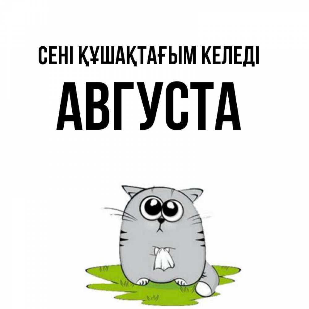 Күн сайын ашық хат с именем, Августа сені құшақтағым келеді котик теребит платочек сидя на травке Онлайн тегін жүктеп алу тілектері бар керемет карта 