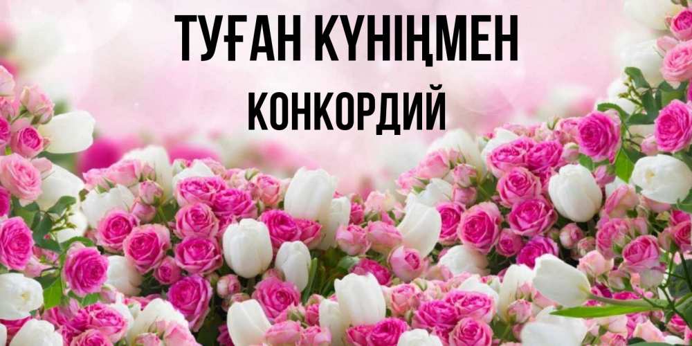 Күн сайын ашық хат с именем, Конкордий Туған күніңмен открытка с разными розами Онлайн тегін жүктеп алу тілектері бар керемет карта 