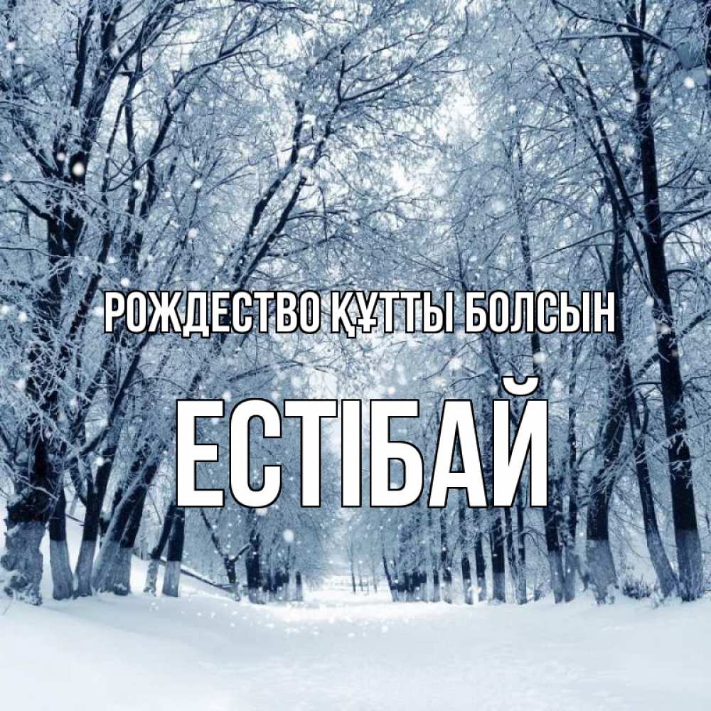 Күн сайын ашық хат с именем, Естібай Рождество құтты болсын снег, лес, парк Онлайн тегін жүктеп алу тілектері бар керемет карта 