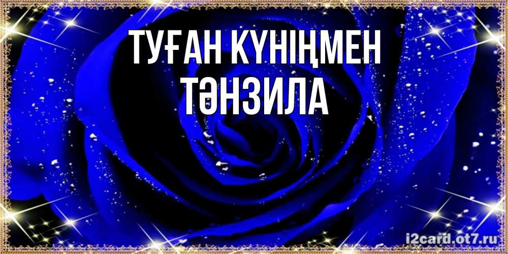 Күн сайын ашық хат с именем, ТӘНЗИЛА Туған күніңмен голубые цветы в росе Онлайн тегін жүктеп алу тілектері бар керемет карта 