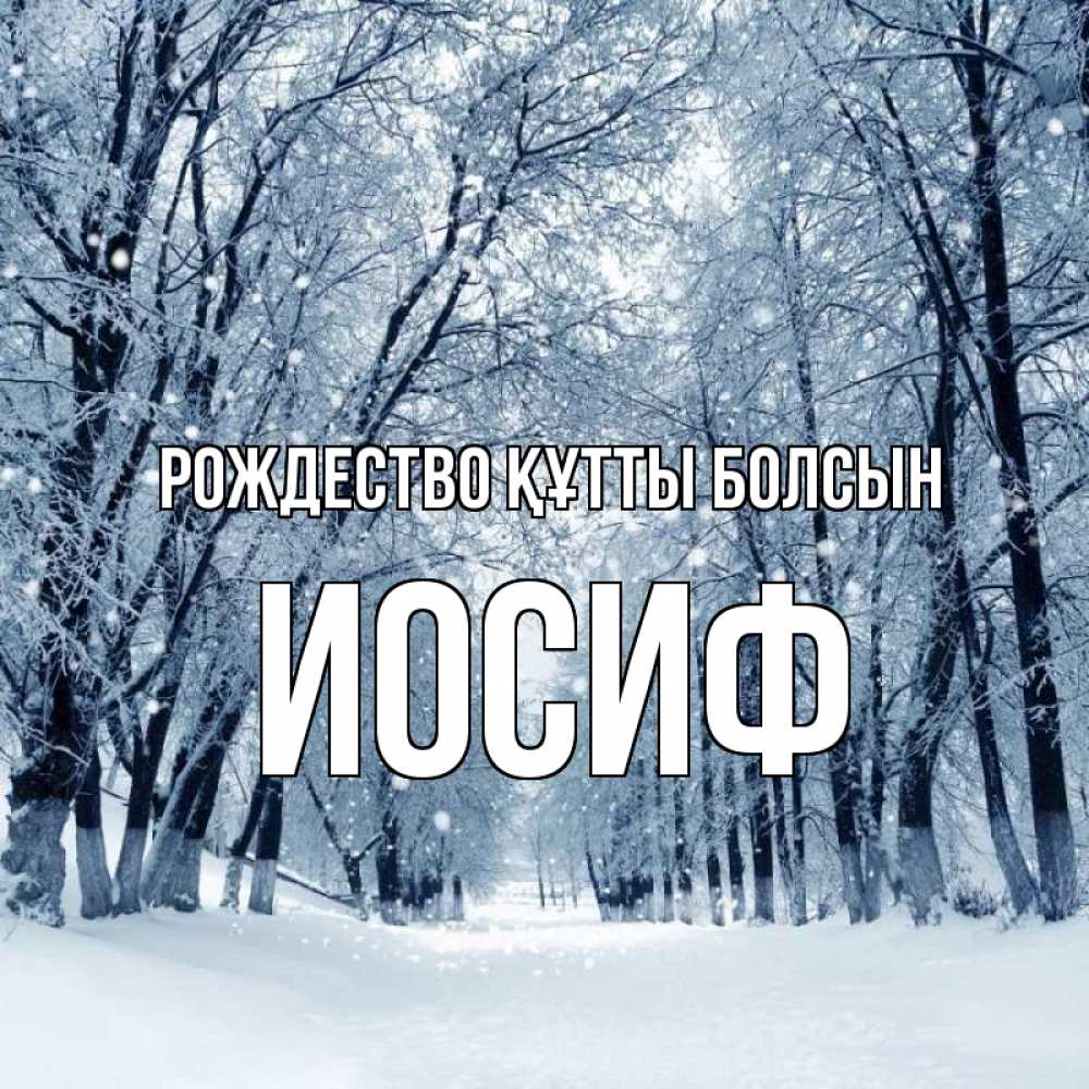 Күн сайын ашық хат с именем, Иосиф Рождество құтты болсын снег, лес, парк Онлайн тегін жүктеп алу тілектері бар керемет карта 