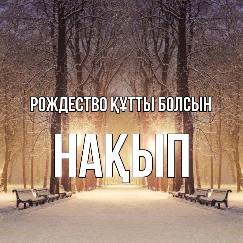 Күн сайын ашық хат с именем, НАҚЫП Рождество құтты болсын зима, парк, фонарь, лес Онлайн тегін жүктеп алу тілектері бар керемет карта 