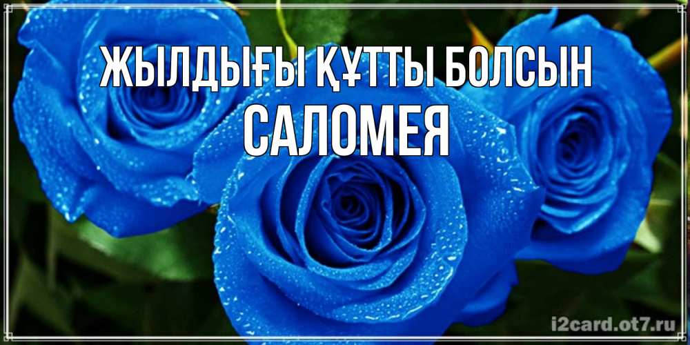 Күн сайын ашық хат с именем, Саломея Жылдығы құтты болсын розы с синим цветом Онлайн тегін жүктеп алу тілектері бар керемет карта 