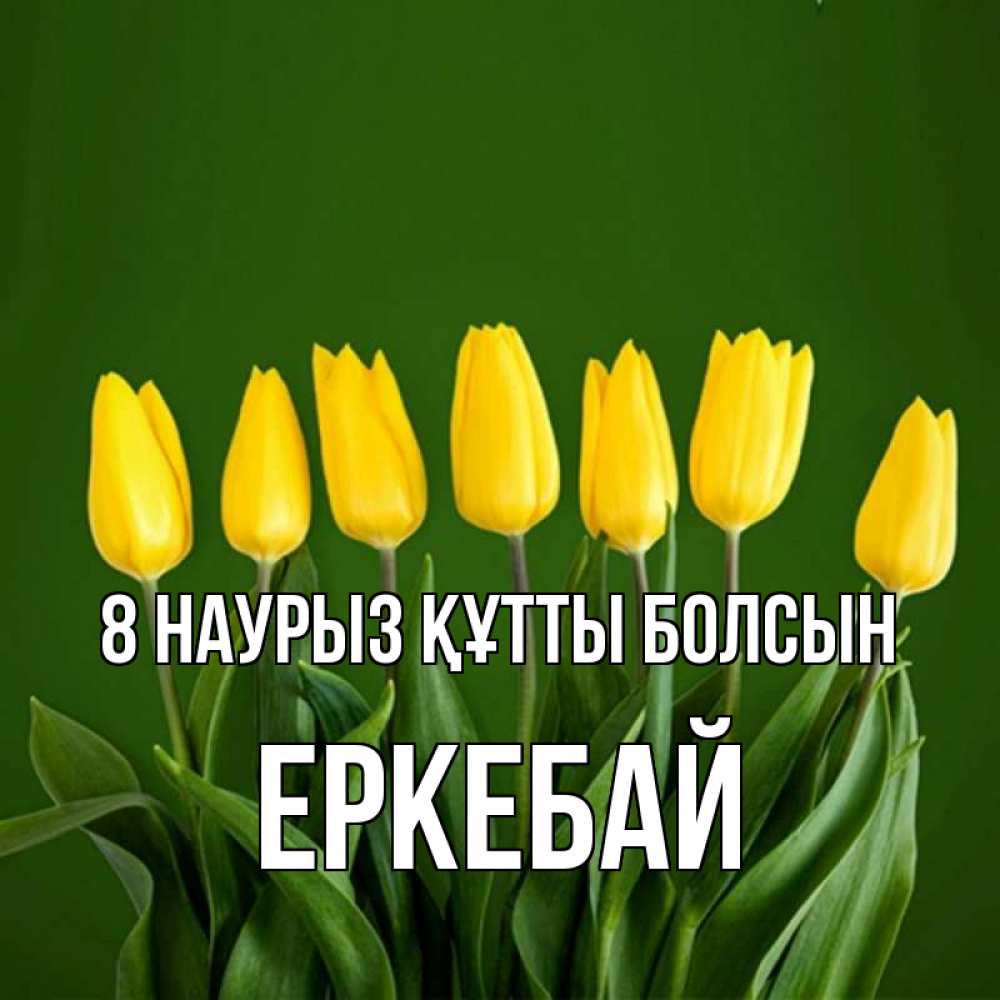 Күн сайын ашық хат с именем, Еркебай 8 наурыз құтты болсын желтого цвета 3 Онлайн тегін жүктеп алу тілектері бар керемет карта 