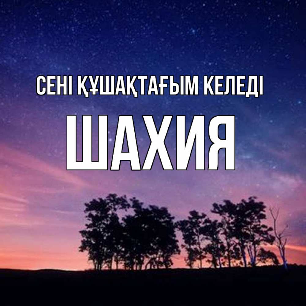 Күн сайын ашық хат с именем, ШАХИЯ сені құшақтағым келеді силуэты деревьев Онлайн тегін жүктеп алу тілектері бар керемет карта 